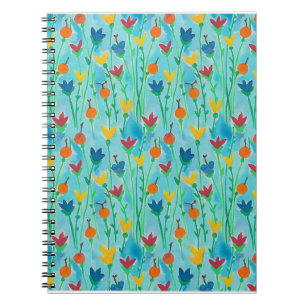 Wasserfarben-Blumenmuster-Tagebuch-Notizbuch Notizblock