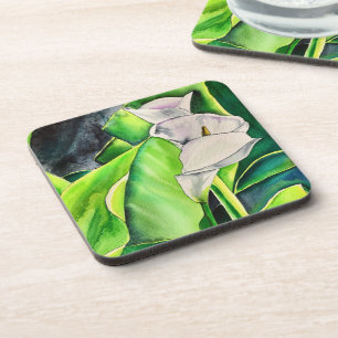 Wasserfarben-Blütenkalk Getränkeuntersetzer