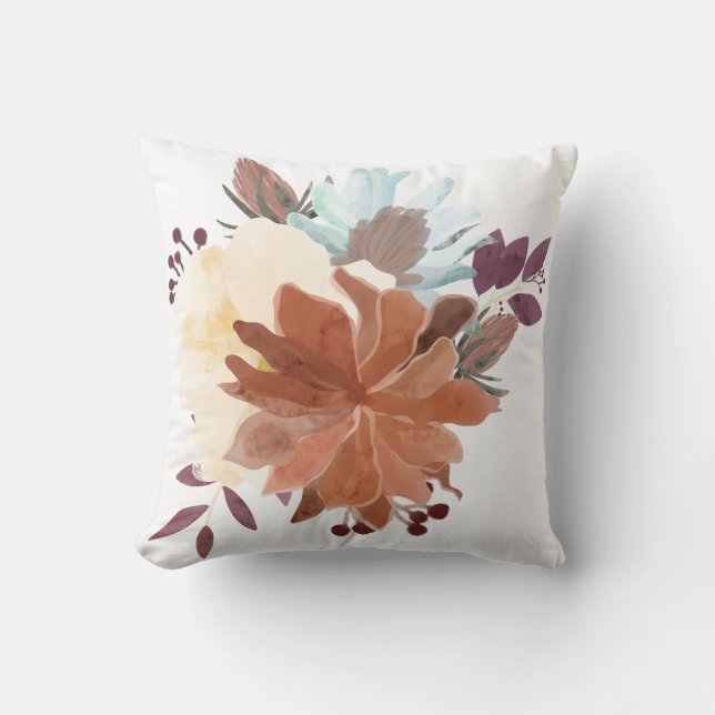 Wasserfarben-Blütenwirbel Kissen (Vorderseite)
