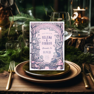 Wasserfarben-Boho-Pilze Lila Retro Save The Date