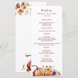 Wasserfarben-Botanische-Kürbis-Gemütliche-Hochzeit Menükarte
