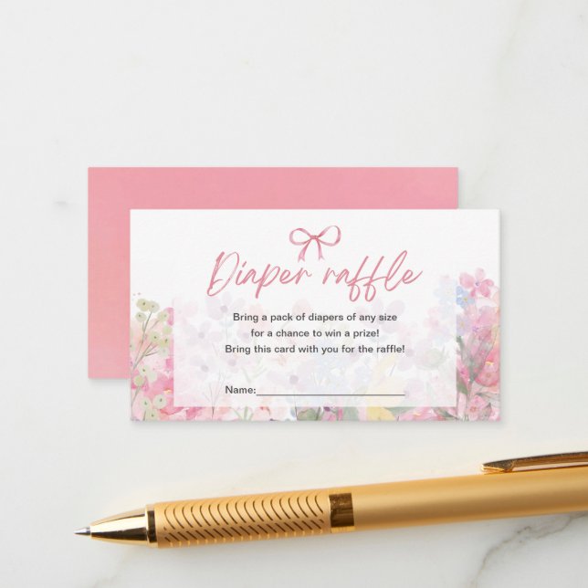 Wasserfarben-Bow-Bläserngebäck-Babydusche Begleitkarte (Vorderseite/Rückseite Beispiel)