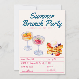 Wasserfarben-Brunch-Party Erwachsenen-Geburtstag Einladung
