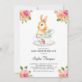 Wasserfarben Bunny on Teacups Kinderdusche Brunch Einladung