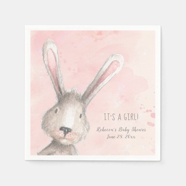 Wasserfarben Bunny Rabbit Es ist ein Mädchenbrauch Serviette (Vorderseite)