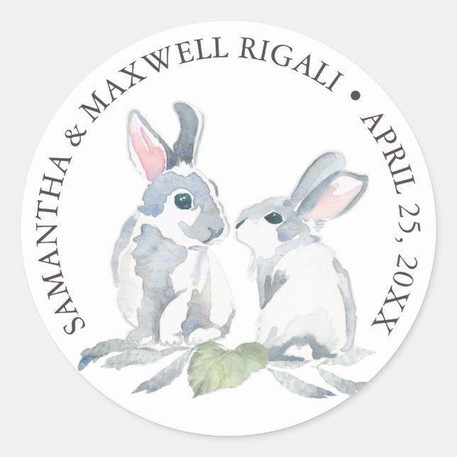 Wasserfarben Bunny Rabbits Gefallen Sticker (Vorderseite)