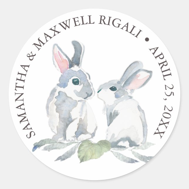 Wasserfarben Bunny Rabbits Gefallen Sticker (Vorderseite)