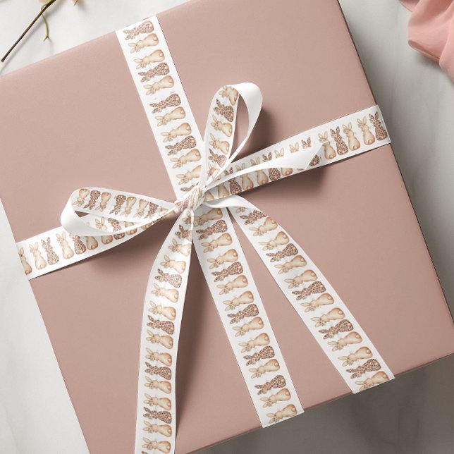 Wasserfarben Bunny Trio Osterfest Satinband (Watercolor Bunny Trio Easter Satin Ribbon)