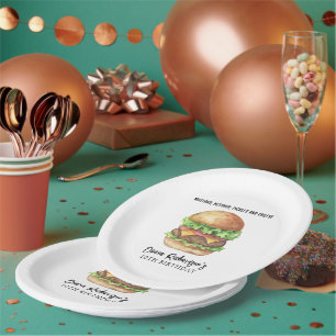 Wasserfarben-Burger-Party-Geburtstag Pappteller
