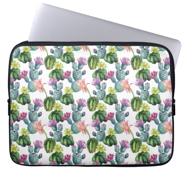 Wasserfarben Cacti Art Muster Laptopschutzhülle (Vorderseite)