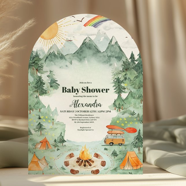Wasserfarben Camping Babydusche Einladung (Von Creator hochgeladen)