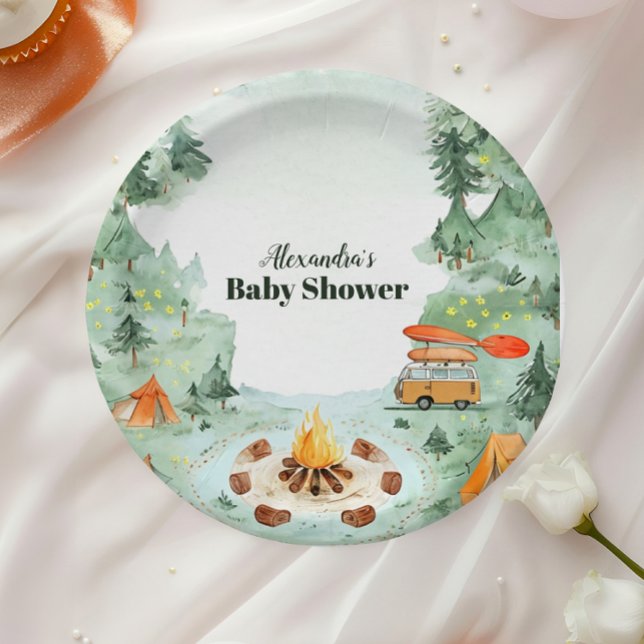 Wasserfarben Camping Babydusche Pappteller (Von Creator hochgeladen)