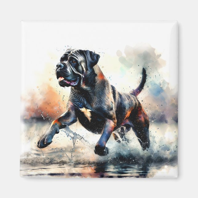 Wasserfarben Cane Corso Hund Magnet (Vorne)