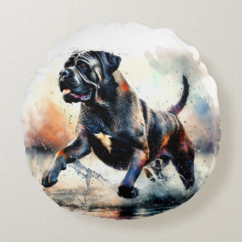 Wasserfarben Cane Corso Hund Rundes Kissen