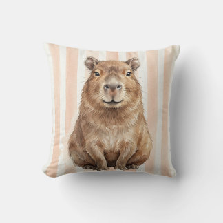 Wasserfarben-Capybara-Wildnis-Porträt-Wurfkissen Kissen