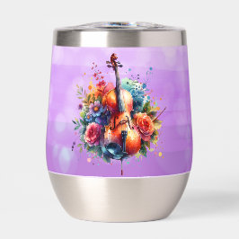 Wasserfarben Cello und Blumen Persönlich