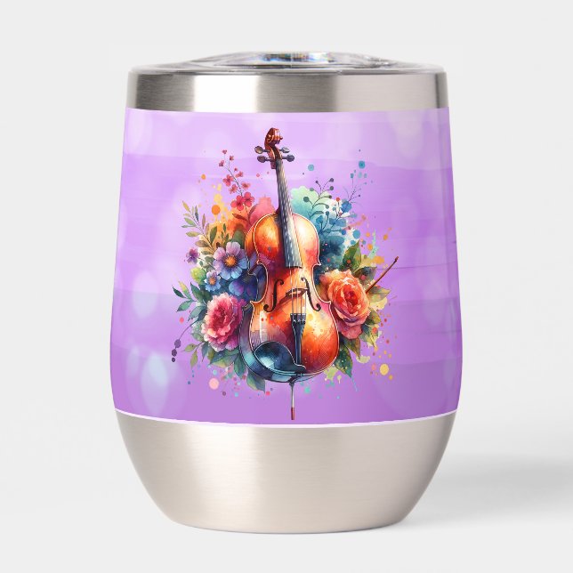 Wasserfarben Cello und Blumen Persönlich (Vorderseite)