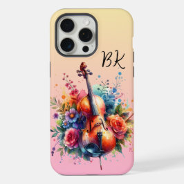 Wasserfarben Cello und Blumen Persönlich iPhone 15 Pro Max Hülle