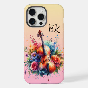 Wasserfarben Cello und Blumen Persönlich iPhone 15 Pro Max Hülle
