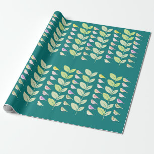 Wasserfarben-Chickadees & Blätter Geschenkpapier