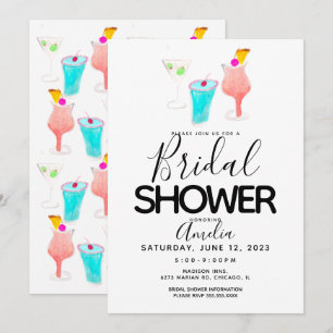 Wasserfarben-Cocktail-Bridal-Shower-Veranstaltung Einladung