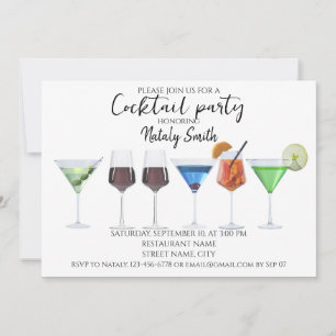 Wasserfarben Cocktailparty Einladung
