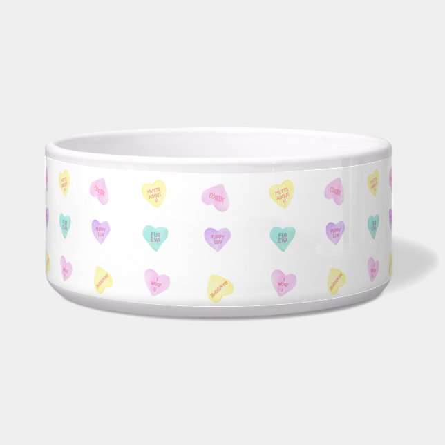 Wasserfarben Convo Heartz Muster Muster Pet Bowl Napf (Vorderseite)