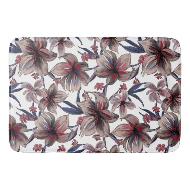 Wasserfarben Crimson Floral Badematte (Vorderseite)