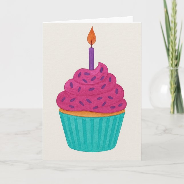 Wasserfarben-Cupcake-Grußkarte Karte (Vorderseite)