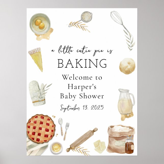 Wasserfarben-Cutie-Pie-Backen-Willkommensschild Poster (Vorne)