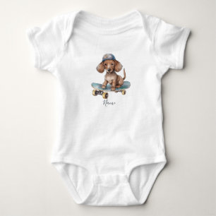 Wasserfarben-Dachshund-Baby-Body Baby Strampler