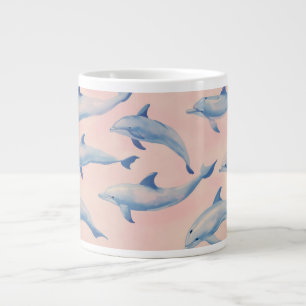 Wasserfarben-Delfin-Muster Küstenstrand Ozean  Jumbo-Tasse