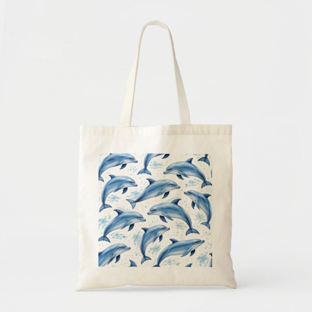 Wasserfarben-Delfin-Muster Tragetasche (Vorne)