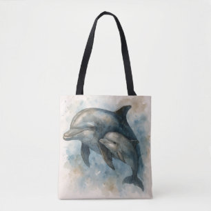 Wasserfarben-Delfin- und Kalb-Tragetasche