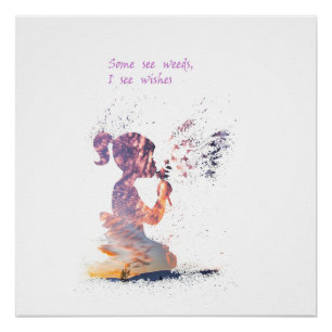 Wasserfarben der Girl and Dandelion Poster