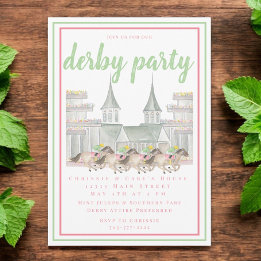 Wasserfarben-Derby-Party / Pferderennen-Jockeys Einladung