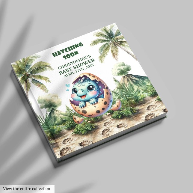 Wasserfarben Dino Hatching Bald Anmelden Buch (Watercolor Dino Hatching Soon Sign-In Book)