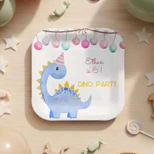 Wasserfarben-Dino-Party Kindergeburtstag Pappteller