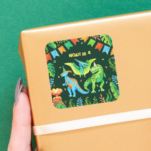 Wasserfarben Dinosaurier Boys zum Geburtstag Quadratischer Aufkleber