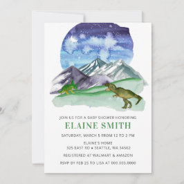 Wasserfarben-Dinosaurier-Gender-Neutral-Baby-Dusch Einladung