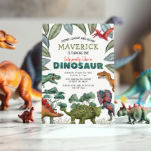 Wasserfarben-Dinosaurier-Kinder-Geburtstags-Einlad