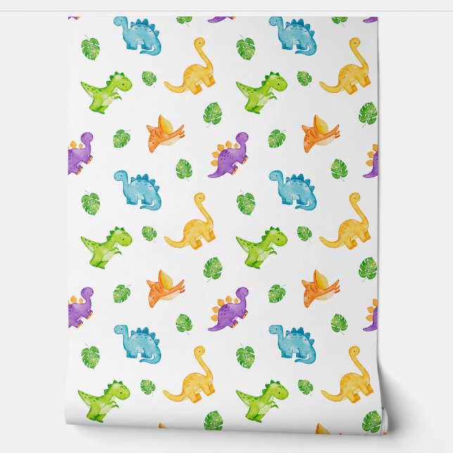 Wasserfarben Dinosaurier Neutral Kids Baby Kinderz Tapete (Abrollen)