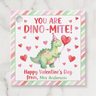 Wasserfarben-Dinosaurier Valentinstag Geschenkanhä Geschenkanhänger