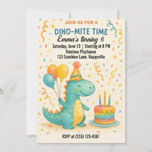 Wasserfarben Dinosaurier zum Geburtstag Einladung 