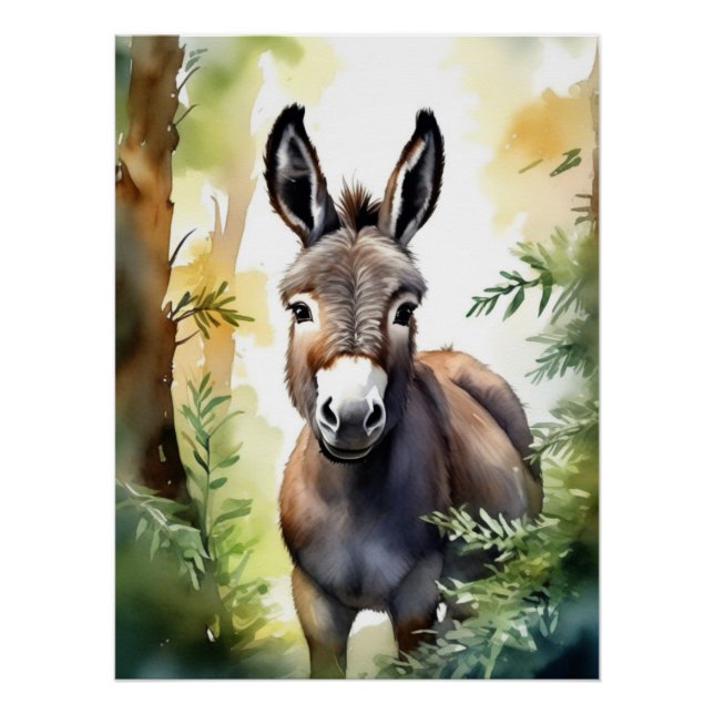 Wasserfarben-Donkey-Poster Poster (Vorderseite)