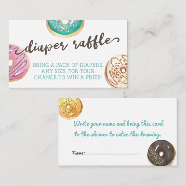 Wasserfarben Donut Babydusche Windelwaschkarte Begleitkarte (Vorne/Hinten)