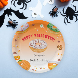 Wasserfarben Donut-licious Halloween Süßigkeiten D Pappteller