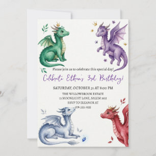 Wasserfarben-Drache Geburtstag Einladung