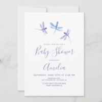 Wasserfarben-Dragonfly Lila Blue Baby-Dusche