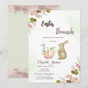 Wasserfarben-Easter-Bunny-Frühstück & Champagner Einladung